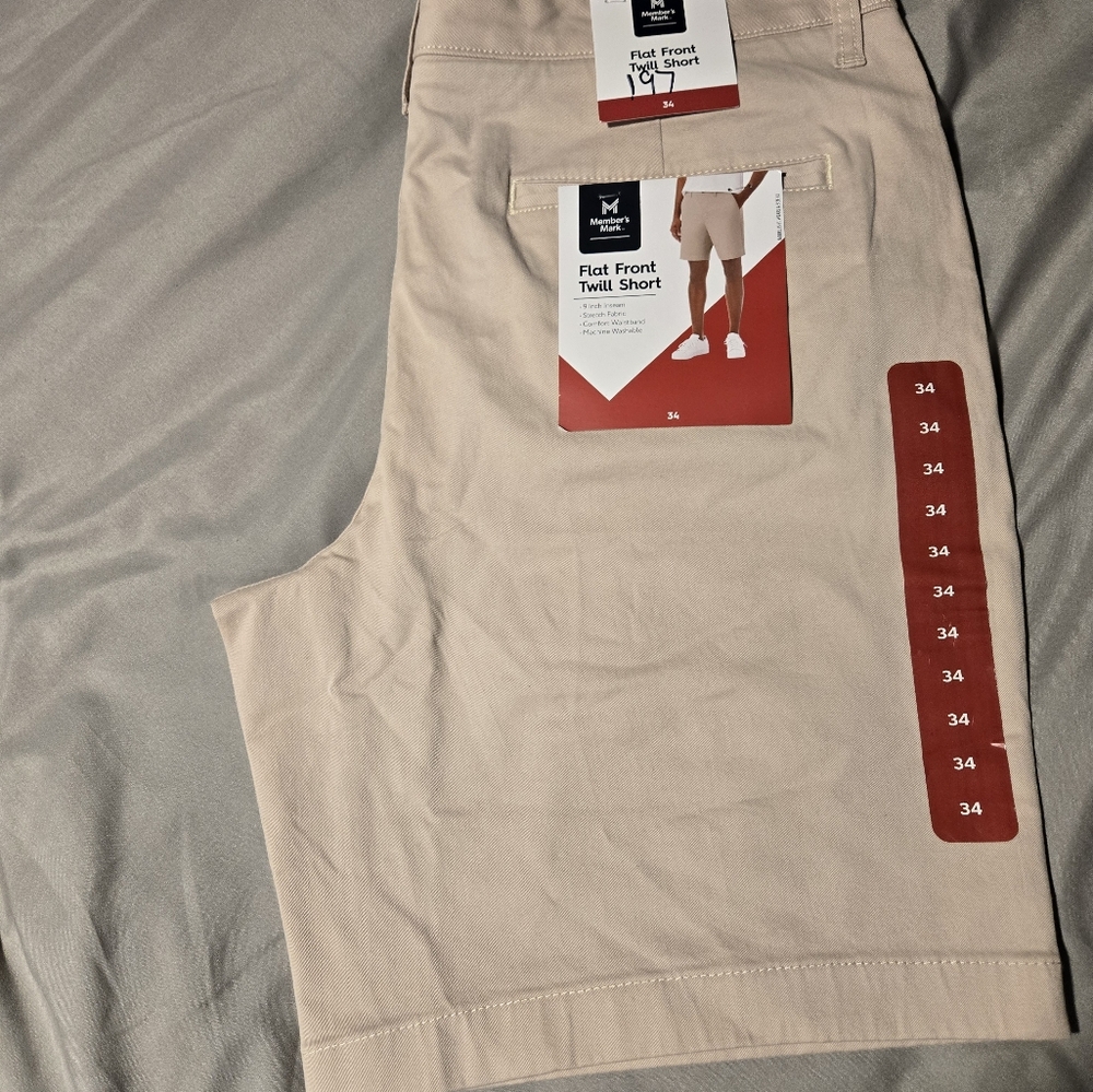 Tan Chinos Flat Front Cotton Blend